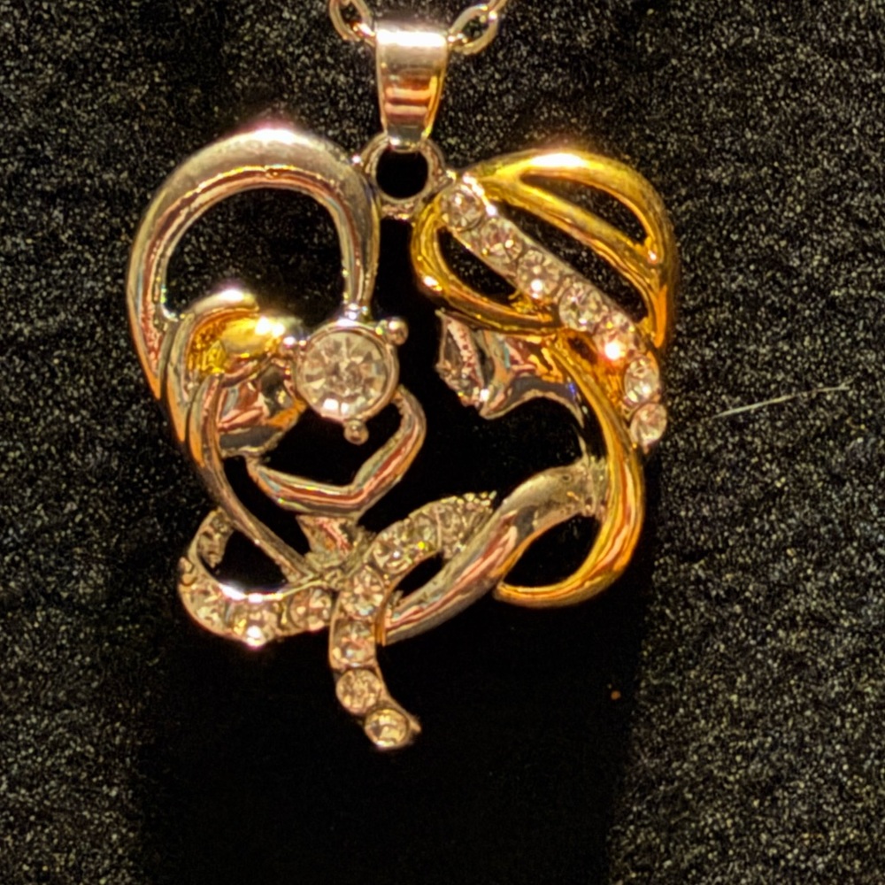 Elegant Gold and Silver Heart Pendant Necklace
